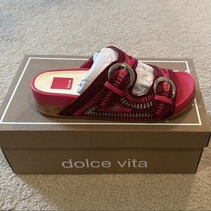 Dolce Vita Burgundy and Pink Buckle Sandals NIB size 7.5